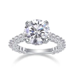 5ct Real Moissanite Engagement Women Ring 925 Sterling Silver Plated White Gold - Picture 1 of 8