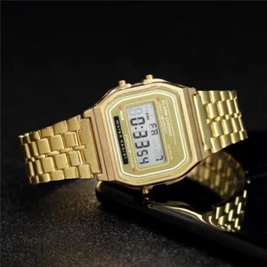 Men Gold Plated Luxury Watch Waterproof sports Electronic Led Wristwatch - Picture 1 of 4