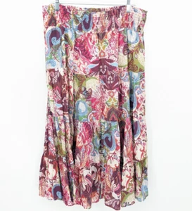 Kaktus Maxi Skirt Women Large Colorful Tiered Smocked Gypsy Boho Artsy Hippie - Picture 1 of 9