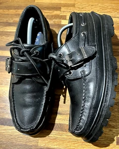 POLO RALPH LAUREN, HERREN 10,5 D, SCHWARZ LEDER SCHNALLE/SCHNÜR FREIZEITSCHUHE, MF6741 - Bild 1 von 8