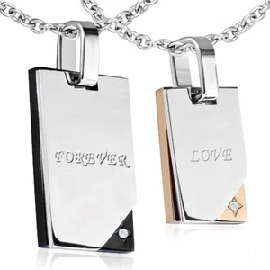 Dos Colgantes para Pareja de Acero Inoxidable Forever Y Amor - Imagen 1 de 1