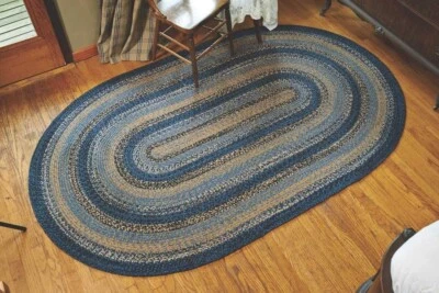 River Shale Braided Area Rug By IHF Rugs. 6' x 9' Oval Rug. Black Blue  - Image 1 of 3