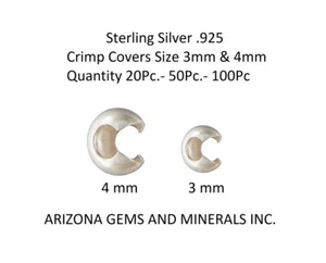 Sterling Silver .925 Crimp Covers Size 3mm & 4mmQuantity 20Pc.- 50Pc.- 100Pc 925 - Picture 1 of 2