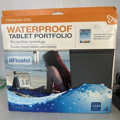Travelon Waterproof Tablet Portfolio Gray Submersible 20m 65 feet Floats New  - Image 1 of 4