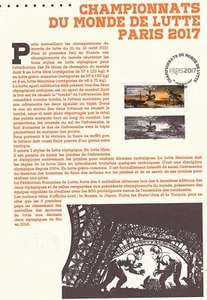 Document Philatélique 1er Jour : 12 2017 Championnats du monde lutte Paris - Picture 1 of 1