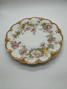 Antiker Theodore Haviland Limoges France Porzellan Teller mit Blumendekor - Bild 1 von 11