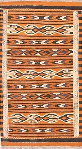 Geometric South-western Kilim Turkish Flat-Woven Area Rug Wall-Hanging Wool 3x6 - Picture 1 of 16