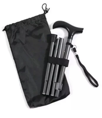 Aluminum Metal Walking Stick Easy Adjustable Folding Collapsible Travel Cane US - Image 1 of 3