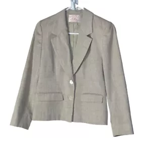 Vintage Country Sophisticated Petite By Pendelton Blazer Size 4 Tan Silk Blend - Picture 1 of 7