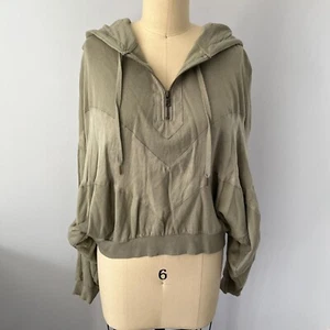 Victoria's Secret Pink Slouchy Sport Hoodie Half Zip Relaxed Fit Green Size M - Picture 1 of 6