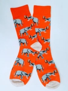 Orange Elephant Beer & Sunglass Socks Novelty Unisex 6-12 Crazy Fun SF157 - Picture 1 of 1