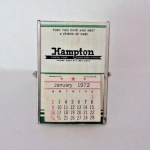Vtg Hampton Funeral Home Advertising Desk Calendar w/mirror Oskaloosa, KS 1972 - Picture 1 of 5