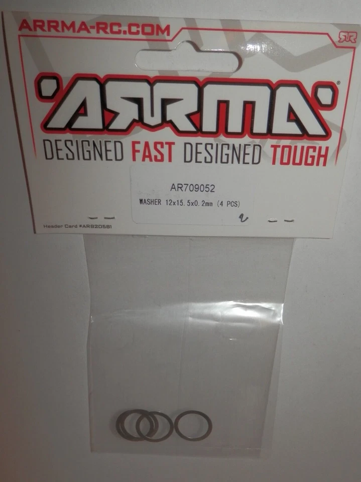 Arrma Washer 12 x 15.5 x 0.2mm (4pcs) #AR709052 NIP - Image 1 of 1