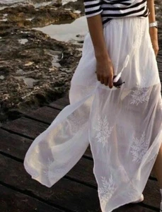 ZARA LONG SKIRT EMBROIDERED MAXI SKIRT TASSEL SLIT SIZE S  NEW - Picture 1 of 12