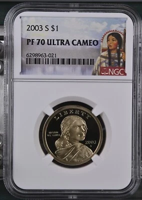 2003-S Sacagawea $1 NGC PF 70 Ultra Cameo Sacagawea label - Image 1 of 4