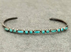 Old Vintage ZUNI  Dash-Dot Petit Point Turquoise Sterling silver Bracelet 6.5 in