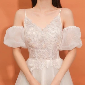 Dainty Lady Elegant Puff Lace Sleeve Bridal Dress Delicate Removable Sleeve - Picture 1 of 7