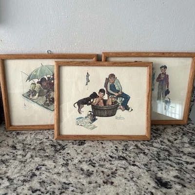 Estampas emolduradas Norman Rockwell - Conjunto de 3 - A Lickin Good Bath, Young Man’s Fancy - Imagem 1 de 4