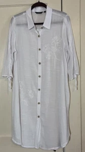 Mlle Gabrielle Dress Cover Women’s XL Sheer White Button Up Swimwear Long Gauzy - Picture 1 of 9