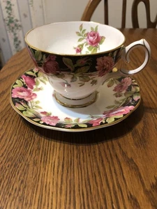 Queen Anne Black Magic Fine Bone China Tea Cup & Saucer - Picture 1 of 7