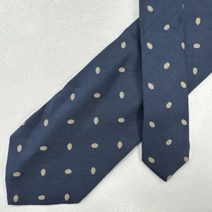 Vintage Giorgio Armani Italy Men's Blue and Gold Polka Dot 100% Silk Neck Tie - Picture 1 of 9