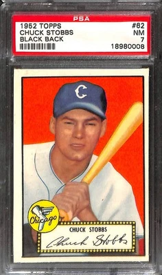 1952 TOPPS #62 CHUCK STOBBS BLACK BACK PSA 7 NM 18980008  - Image 1 of 3