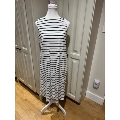 Vestido midi informal de verano elegante para mujer Cynthia Rowley a rayas sin mangas talla M Foto 1 de 4