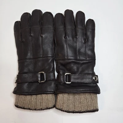 Guantes de cuero marrón forrados Coach vintage para hombre talla M Foto 1 de 4