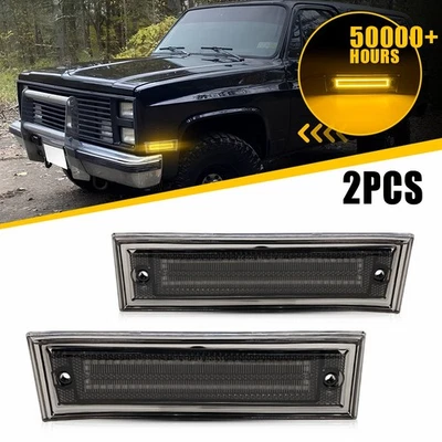 2X Smoked Lens Side Marker Lights Amber Lamp Fit GMC R1500/2500 Pickup 1987-1991 - Image 1 of 4