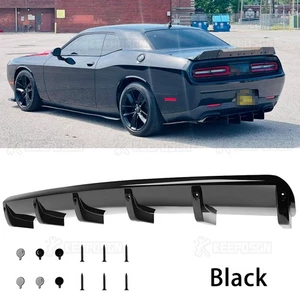 Black Shark Fins Wing Rear Diffuser Bumper Spoiler Lip For Dodge Challenger SRT - Bild 1 von 11