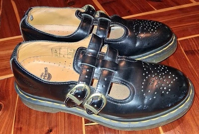 ВИНТАЖНЫЙ Dr Martens женщин 12916 Мэри Джейн черный гладкая кожа двойной пряжки США 8 - Изображение 1 из 4