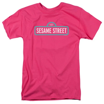 Sesame Street Alt Logo Mens T Shirt Hot Pink Officially Licensed - Image 1 of 2