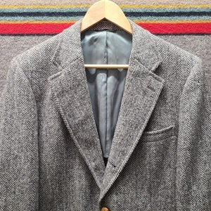 VTG Harris Tweed Herringbone Blazer Jacket Mens 42 R Wool Princeton Sport Coat - Picture 1 of 11