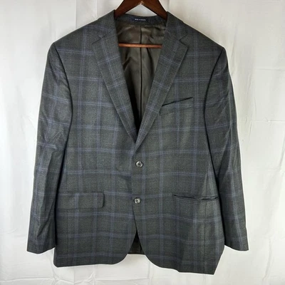 Abrigo deportivo Cremieux para hombre 42R gris azul ventana lana a cuadros tela Loro Piana Foto 1 de 4