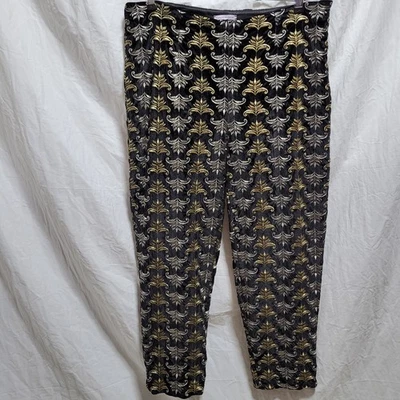 Pantalones Frances Valentine Lucy Negro Terciopelo Metálico Bordado Talla 14 Mujer Foto 1 de 4