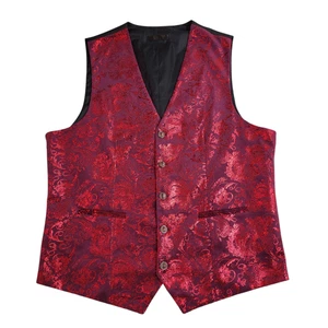 Vintage Waistcoat Red Purple Two Tone Shiny Smart Formal Men's Uk L 42" - Picture 1 of 3