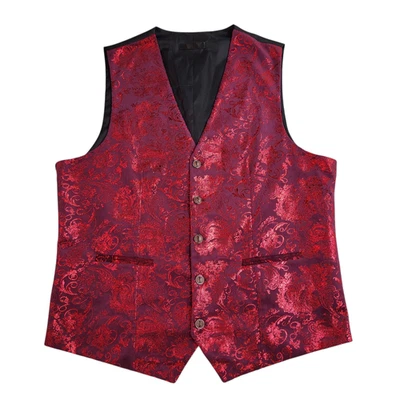 Vintage Waistcoat Red Purple Two Tone Shiny Smart Formal Men's Uk L 42" - Image 1 of 3