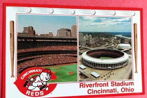 Cincinnati Reds 1. Spiel im Riverfront Stadium 30. Juni 1970 MLB Postkarte - Bild 1 von 3