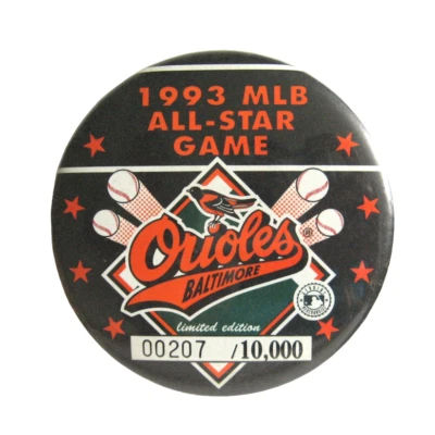 VTG 1993 All-Star Game Pinback Baltimore Orioles Camden Yards #207/10,000 - Image 1 of 4