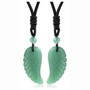 Gargantilla de piedra cadena cuerda ajustable collares ala ángel pareja aventurina verde - Imagen 1 de 23