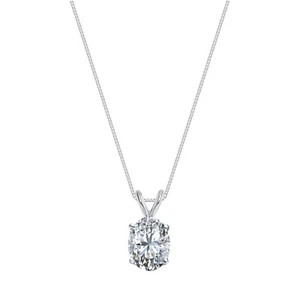 IGI E/VVS 3 Ct Oval Lab Created Grown Diamond Pendant Necklace 18K White Gold - Picture 1 of 2