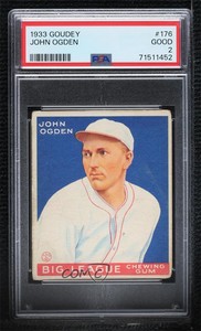 1933 Goudey Big League Chewing Gum R319 John Ogden #176 PSA 2 Rookie RC