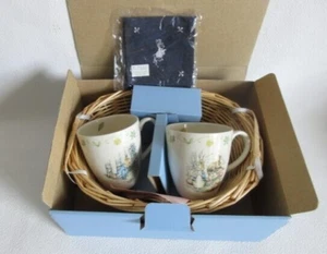 Peter Rabbit Pair Mug & b Coaster Set with Rattan Basket - Picture 1 of 9