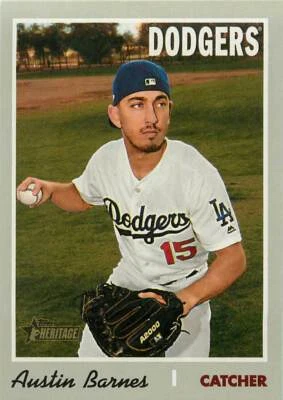 2019 Topps Heritage High Number #597 Austin Barnes Los Angeles Dodgers - Image 1 of 2