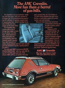 1978 AMC Gremlin X "A Barrel of Gas Bills" Original Color Print Ad - Picture 1 of 1