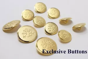 Gold Metal Blazer Buttons Set - Rampant Lion - Picture 1 of 1