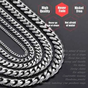 Collar Joyería Plata Cadena Plata Acero Inoxidable Cadena Hombre Hombre 55cm 5mm - Imagen 1 de 5