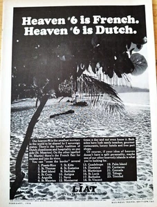 LIAT Anzeige 1970 Heaven is French Heaven Is Dutch St Maarten St Martin 11 x 8 Zoll - Bild 1 von 1