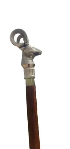 Vintage Messing Ziegenkopf Griff Antik Viktorianisch Holz Gehstock Stock Geschenk - Bild 1 von 8