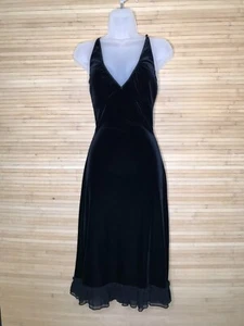 Vintage 90s sz P Betsey Johnson Black Velvet Strappy Y2K VTG Bodycon Dress - Picture 1 of 8